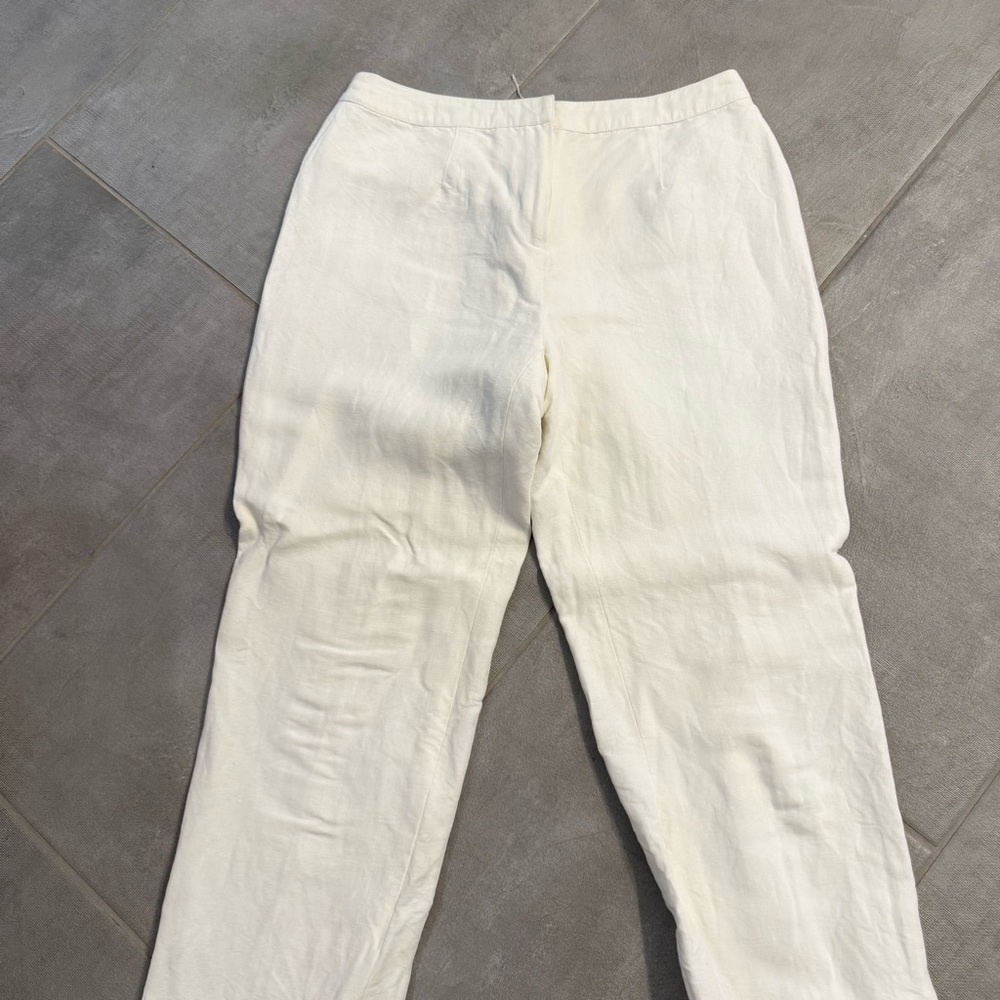 LOFT Off-White Linen Trousers 2P